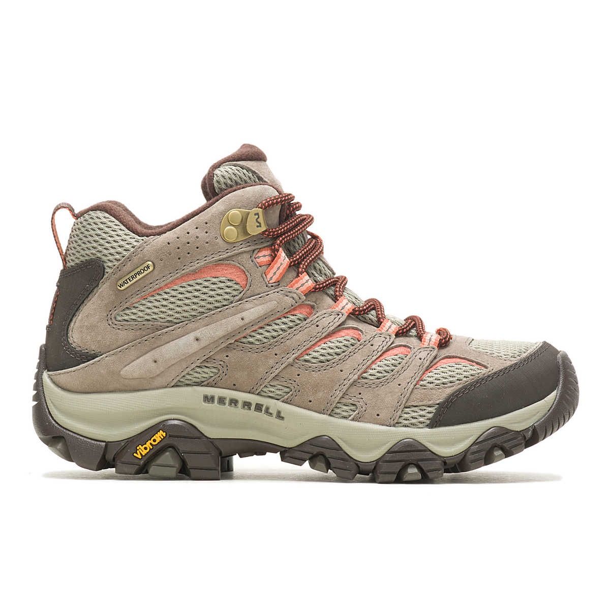 Women's Moab 3 Mid Waterproof, Color: Bungee Cord, Size: 6