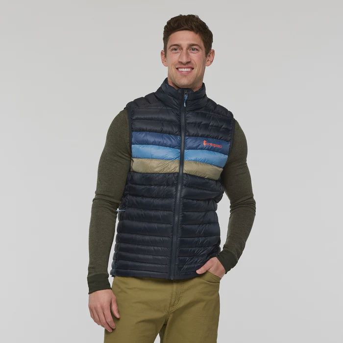 Men's Fuego Down Vest, Color: Carbon Stripes, Size: Small