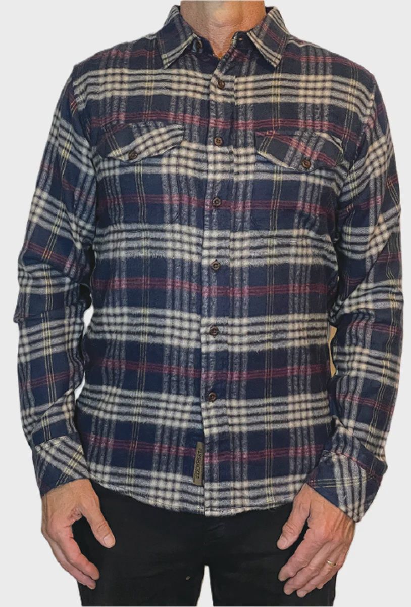 Wyatt Flannel Shirt, Color: Navy / Ecru, Size: Small