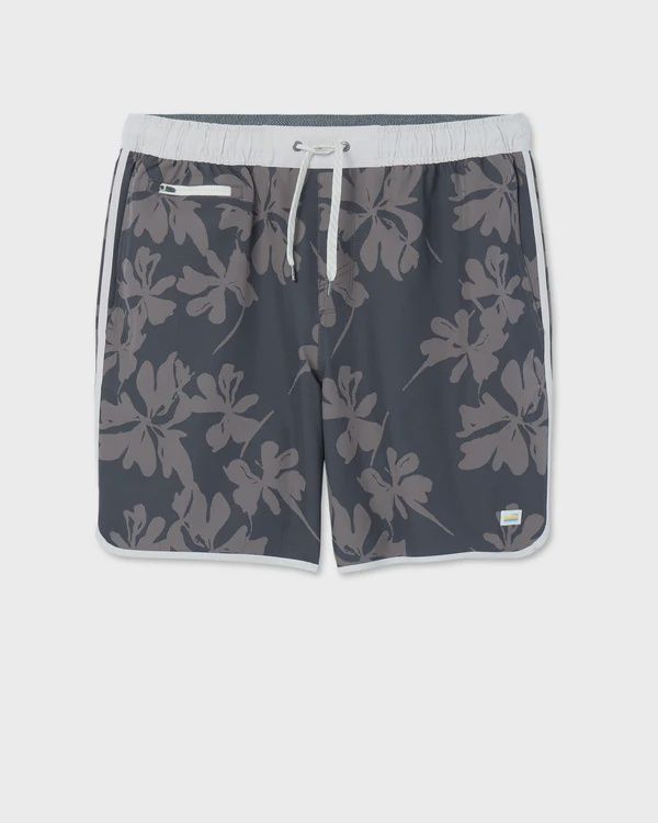 Vuori Men's Banks Short - Unlined, Color: Deep Pewter Plumeria, Inseam: 7", Size: Small