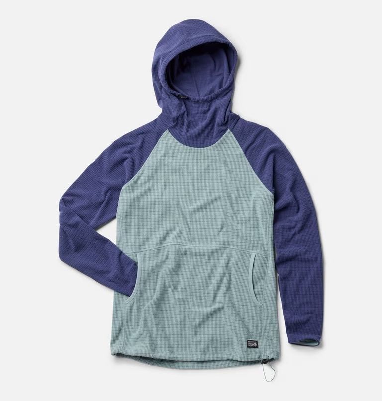 Mountain Hardwear Women's Summit Grid Tunic Hoody, Color: Ice Shadow / Lapis Dusk, Size: X-Small