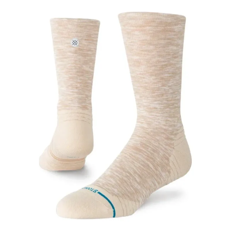 Stance Marled Light Crew in Oatmeal, front view
