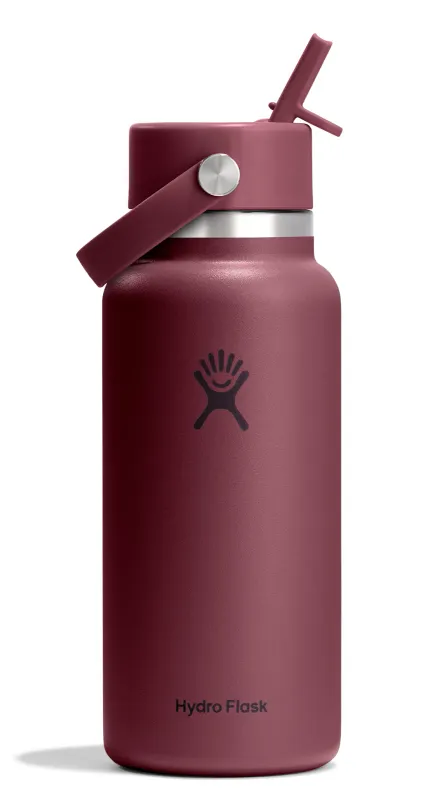 Hydro Flask 32oz Wide Flex Straw Cap in Burgundy, front view