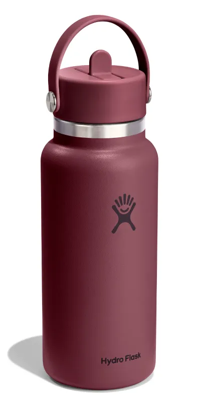 Hydro Flask 32oz Wide Flex Straw Cap in Burgundy, alternate view 1