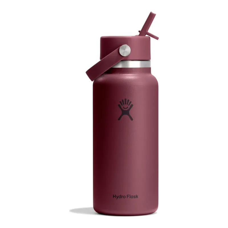 Hydro Flask 32oz Wide Flex Straw Cap in Burgundy, front view