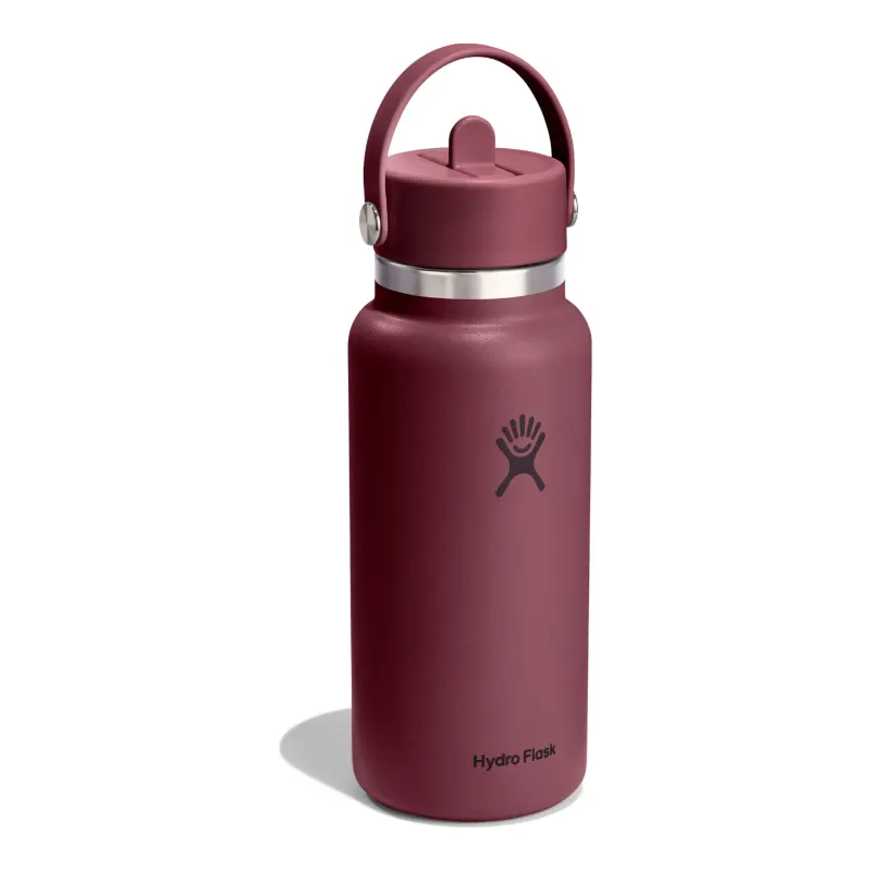 Hydro Flask 32oz Wide Flex Straw Cap in Burgundy, alternate view 1