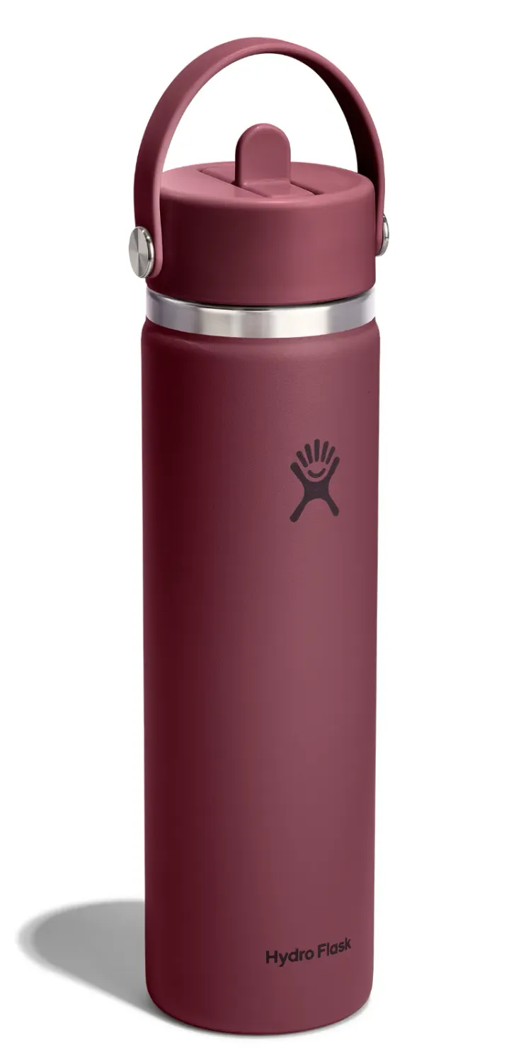 Hydro Flask 24oz Wide Flex Straw Cap in Burgundy, alternate view 1