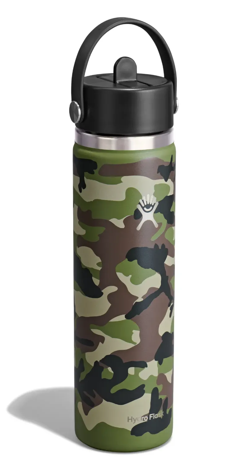 Hydro Flask 24oz Wide Flex Straw Cap in Woodland Camo, alternate view 5