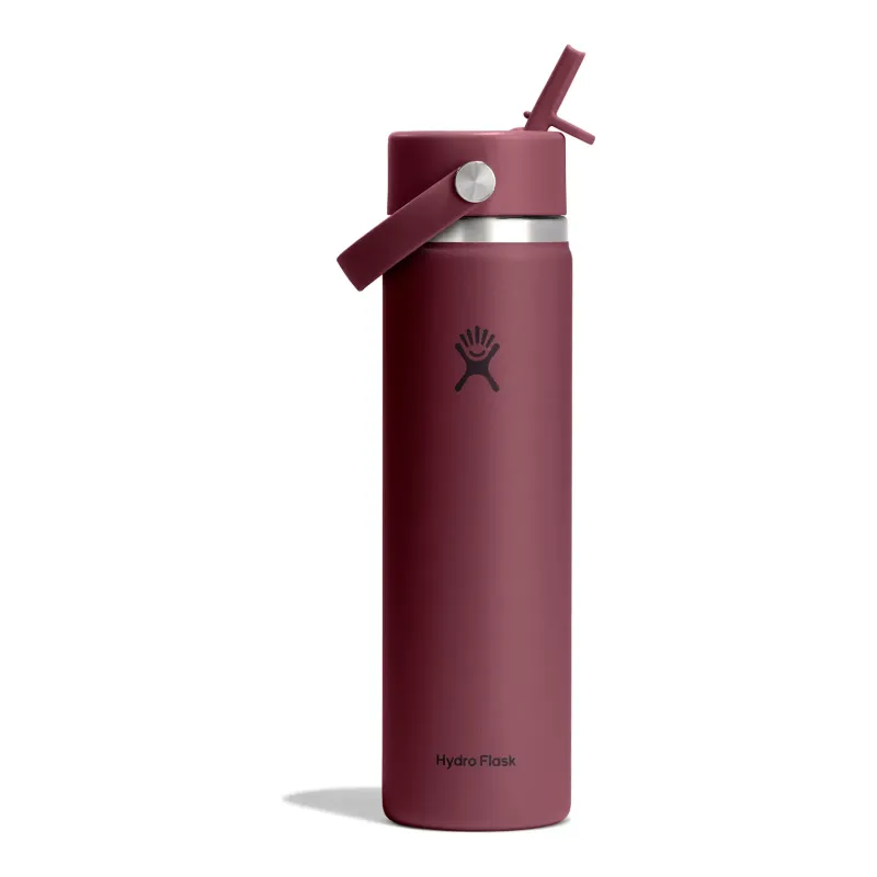 Hydro Flask 24oz Wide Flex Straw Cap in Burgundy, front view
