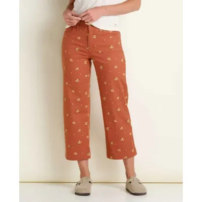 Toad&amp;Co Women's Earthworks Wide Leg Crop Pant in Print 1, front view