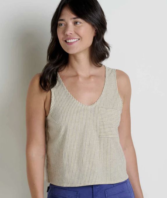 Toad &amp; Co Women's Taj Hemp Button Back Tank, Color: Woodbine Pattern, Size: Small