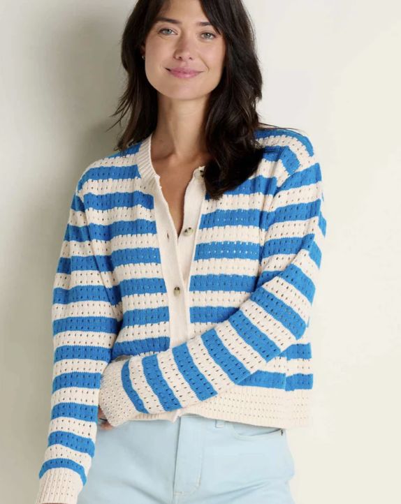 Toad&amp;Co Women's Bianca Pointelle Cardigan, Color: Salt Pattern, Size: M