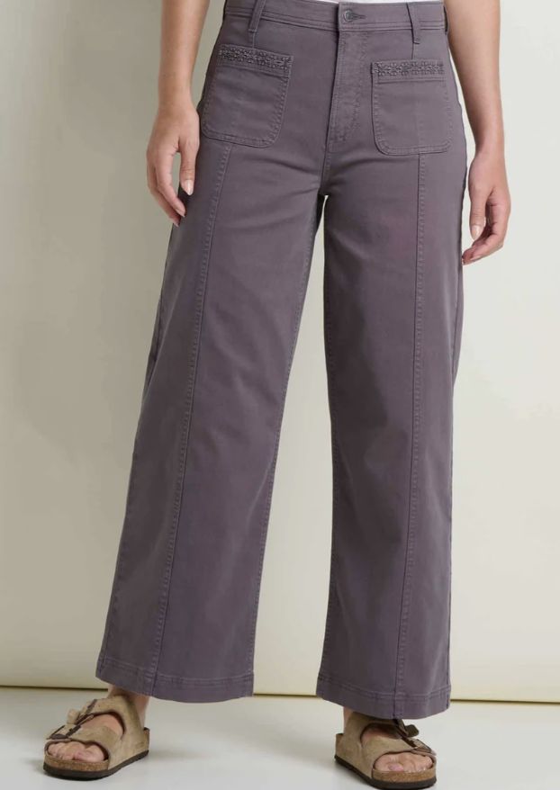 Toad &amp; Co Women's Linden Wide Leg Pant, Color: Ash Embroidery, Size: 2