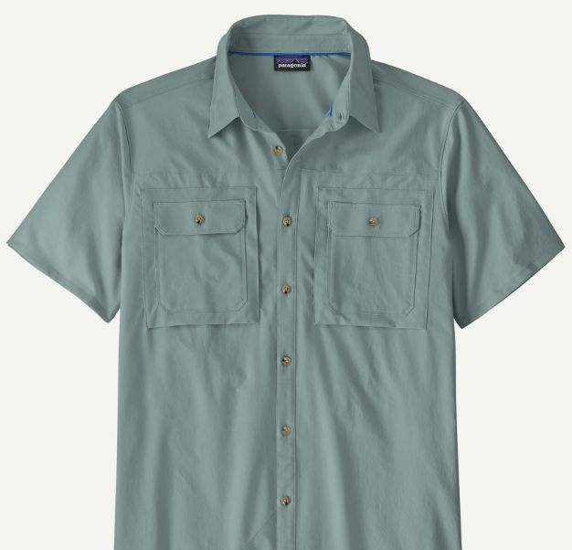 Patagonia Men's Short Sleeved Self Guided Sun Shirt, Color: Blue Sage, Size: Medium