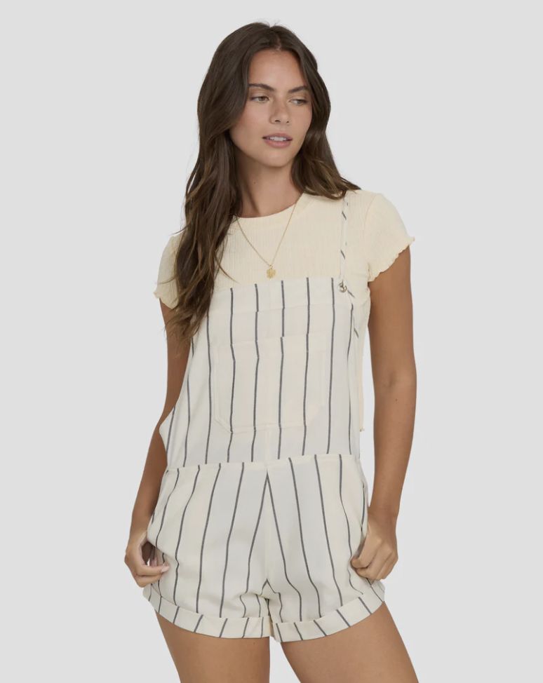 Billabong Women's Wild Pursuit Overall Romper, Color: White Cap, Size: Small