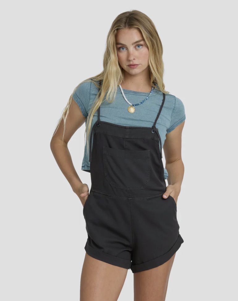 Billabong Women's Wild Pursuit Overall Solid, Color: Off Black, Size: Small