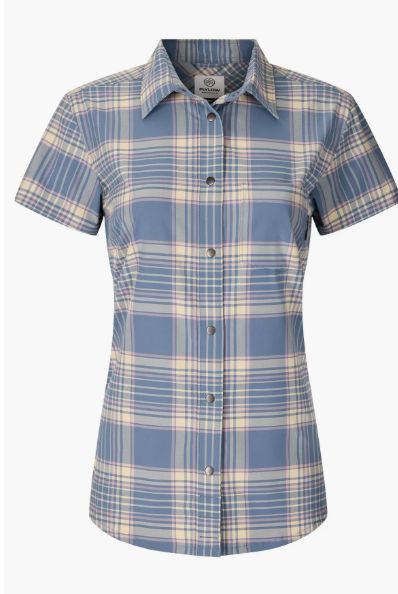 Flylow Women's Anderson Shirt, Color: Ocean/ Dune Plaid, Size: Xtra Small