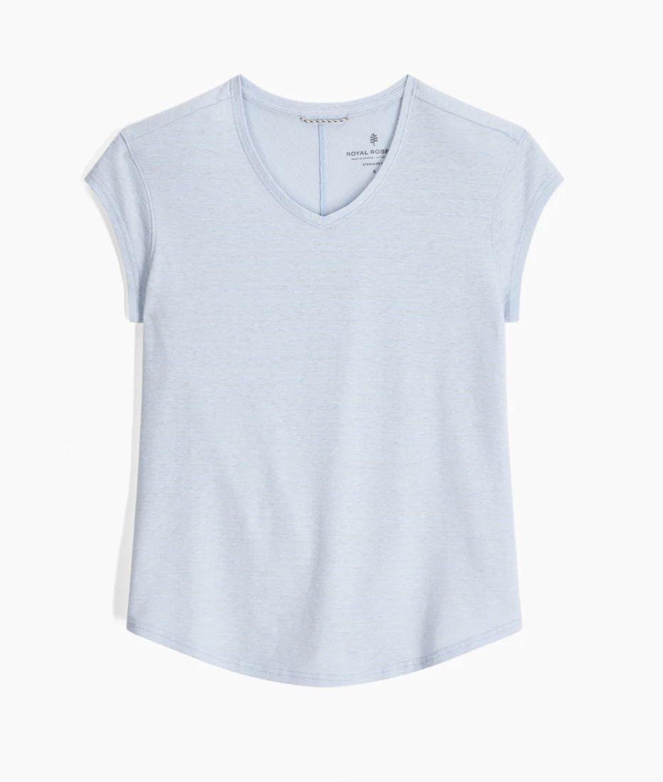 Royal Robbins Women's Vacationer V-Neck, Color: Skyway Str, Size: Small