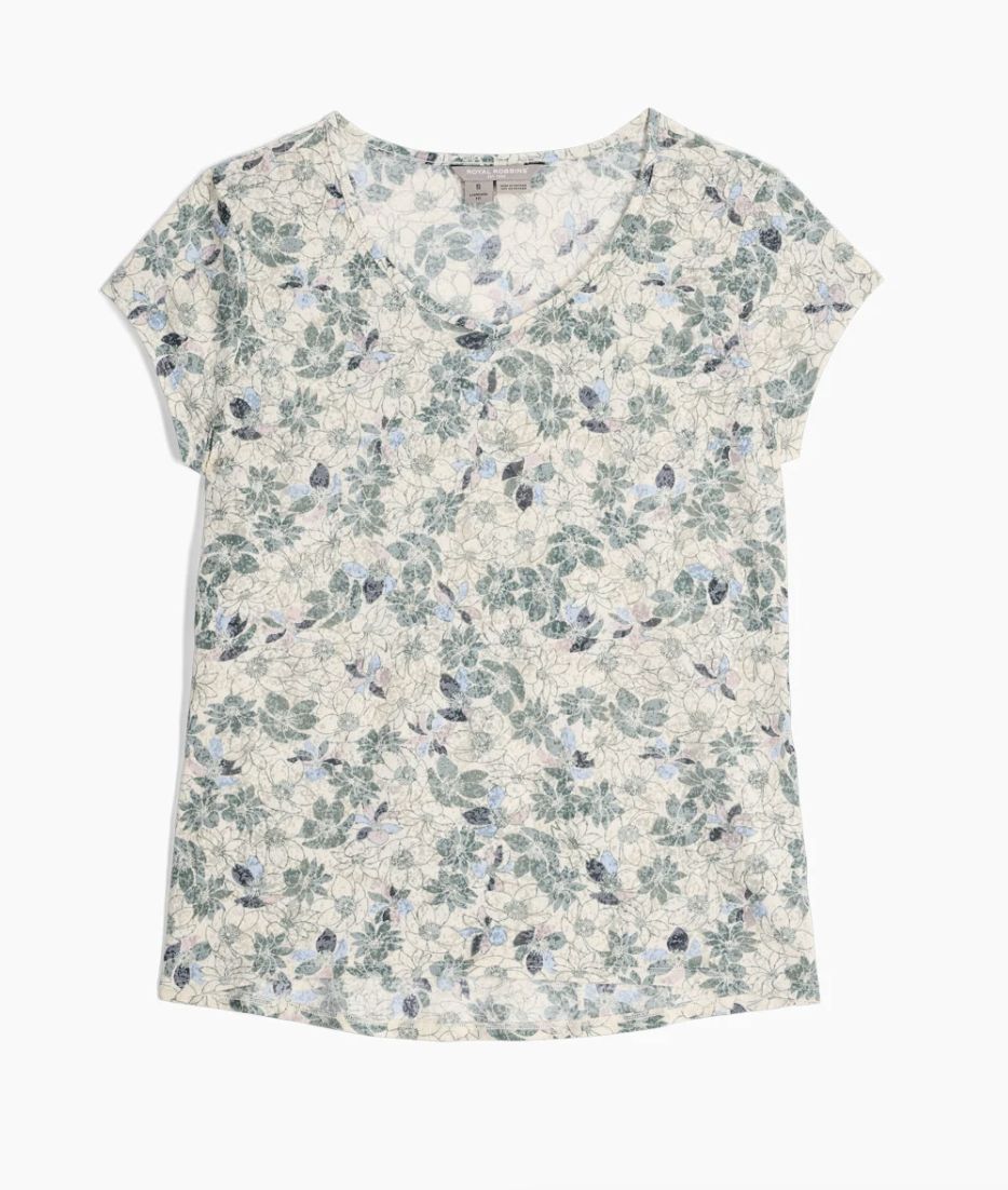 Royal Robbins Women's Featherweight Tee, Color: Chalk Marigold Pt, Size: Small