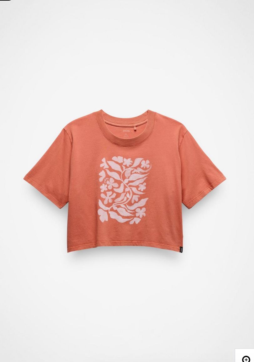 Prana Women's Everyday Botanical Crop Graphic Tee, Color: Lychee, Size: Small