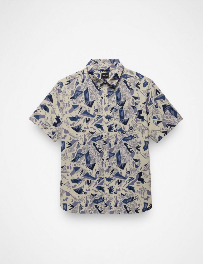 Prana Men's Hybridizer Shirt, Color: Beach Pebble Watershed, Size: Medium