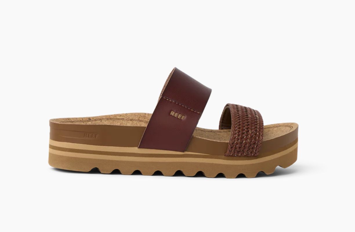 Reef Women's Cushion Vista Hi Sandal, Color: Chocolate/ Tan Braid, Size: 6