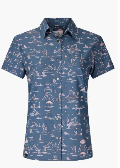 Flylow Women's Phoenix Shirt, Color: Ocean UFO, Size: Small