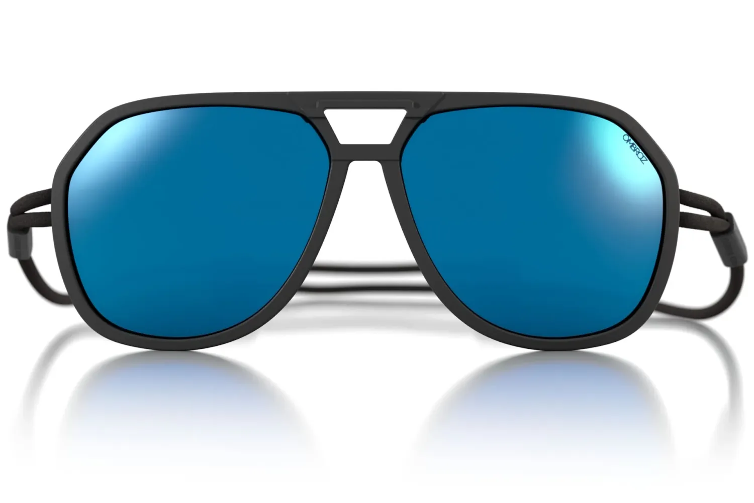 Ombraz Classics Armless Sunglasses, Frame Color: Charcoal, Lens Color: Polarized Grey Blue Mirror