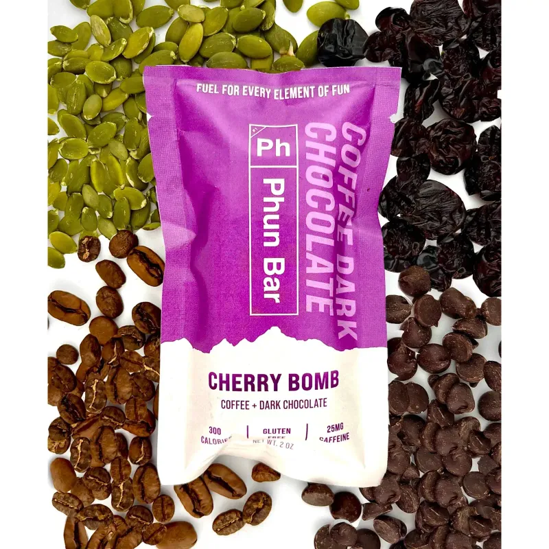 Phun Bar in Cherry Bomb Coffee Dark Chocolate, front view