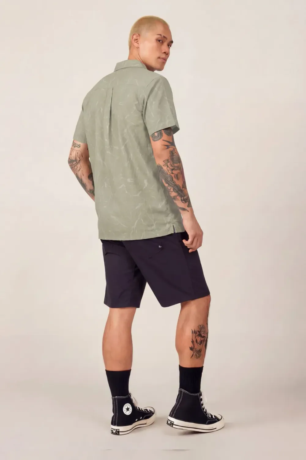 686 Men's Nomad Perforated Button Down Shirt in Fatigue Green Marble, alternate view 5