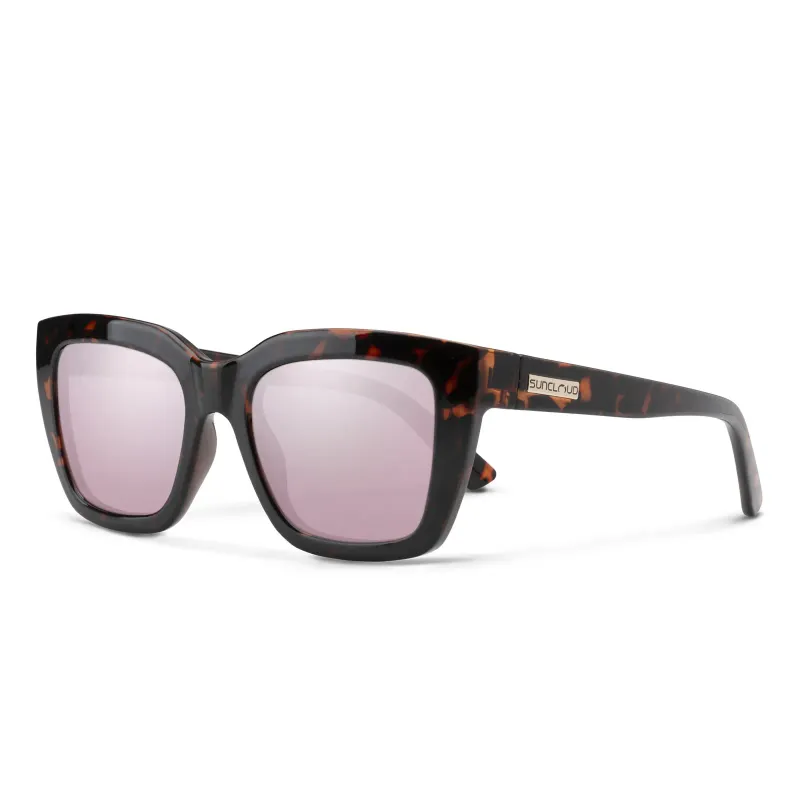 Suncloud Marion Tortoise Polarized Pink Gold Mirror in Polarized Pink Gold Mirror, front view