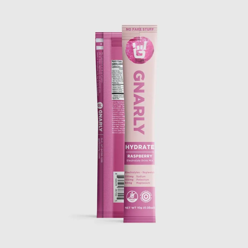 Gnarly Hydrate Individual Sticks in Rasberry, front view
