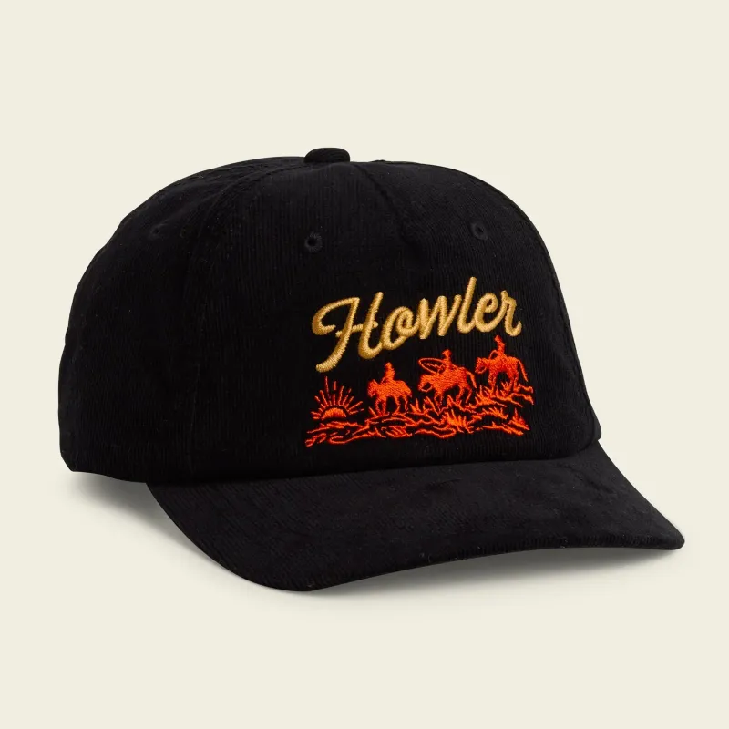 Howler Brothers Standard Hat in Black Corduroy, front view
