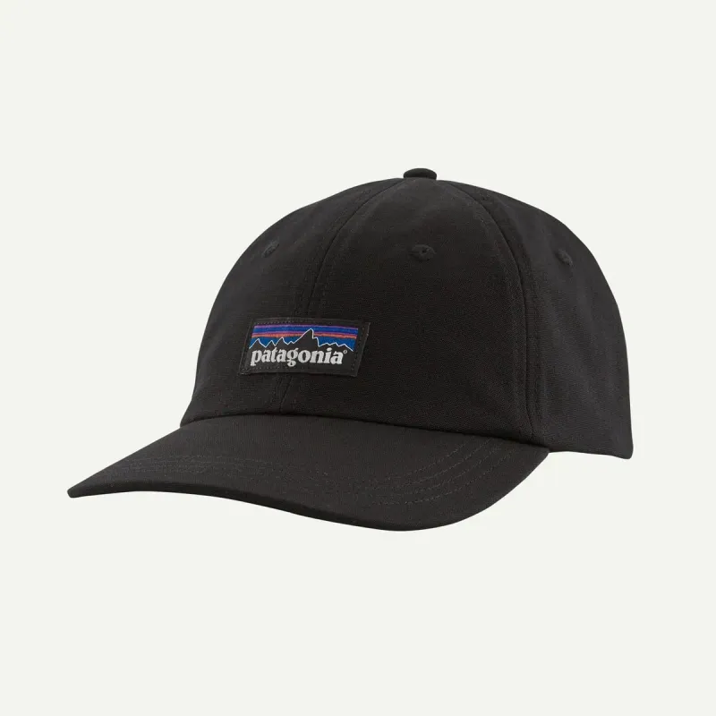Patagonia P6 Label Trad Cap in Black, front view