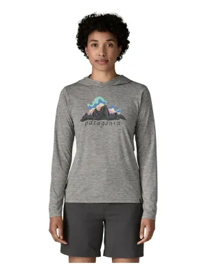 Patagonia Women's Cap Cool Daily Hoody - Fitz Roy Nimbus in Feather Grey, alternate view 1