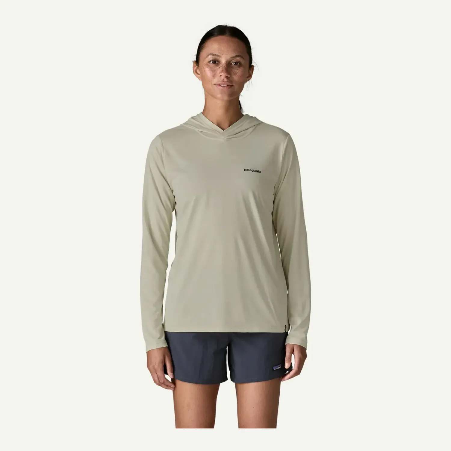 Patagonia Women's Cap Cool Daily Hoody - Boardshort Logo in Aw1, alternate view 1