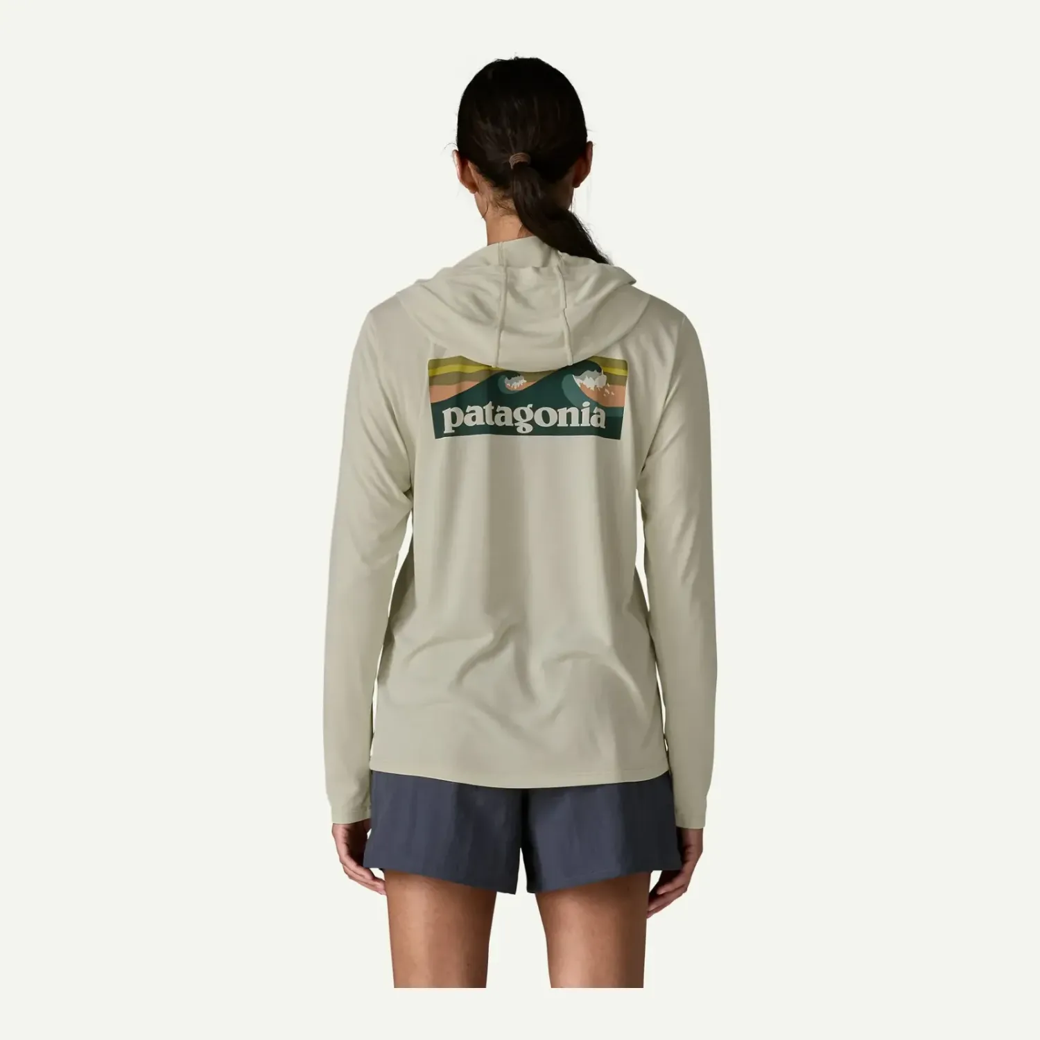 Patagonia Women's Cap Cool Daily Hoody - Boardshort Logo in Aw2, alternate view 2