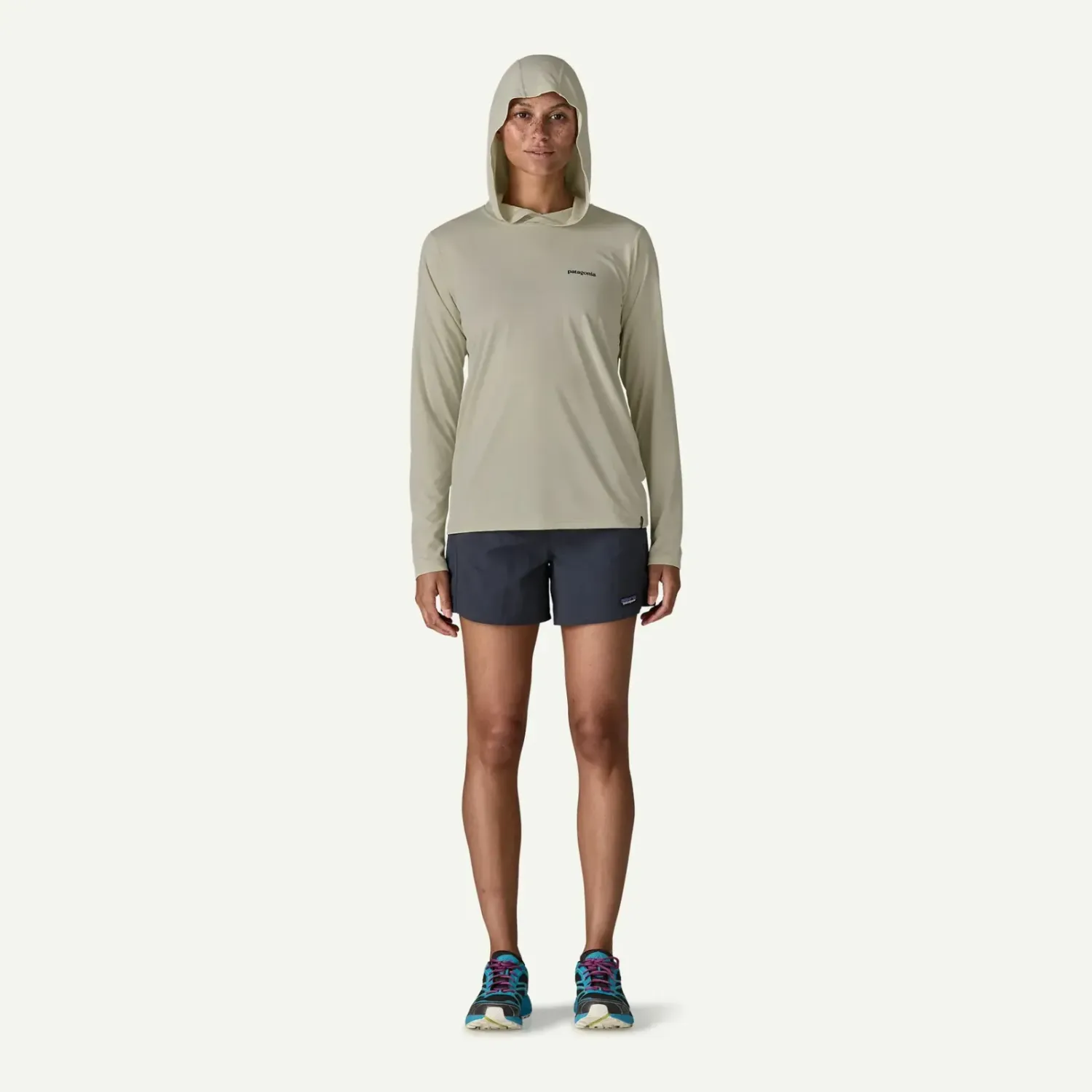 Patagonia Women's Cap Cool Daily Hoody - Boardshort Logo in Aw3, alternate view 3