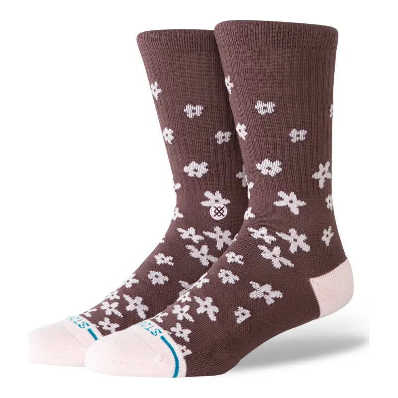 Stance Floral Dreams Crew Socks in Brown, alternate view 1