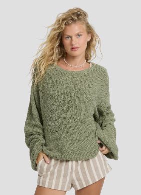Billabong Women's Open Air Sweater, Color: Army Green, Size: S