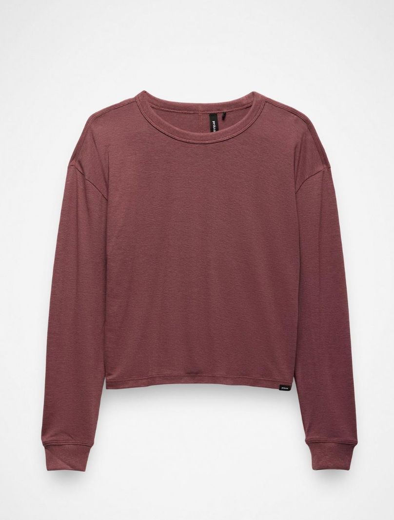 prAna Women's Cozy Up Long Sleeve Crew, Color: Newberry, Size: L