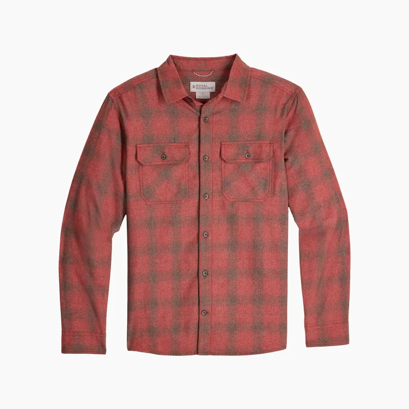 Royal Robbins Men's Vogelsang L/S in Spice Round Top Pld, front view