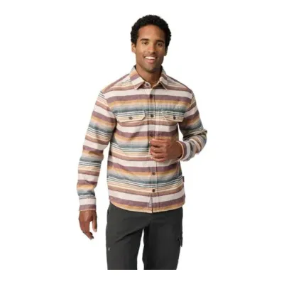 Royal Robbins Men's Clouds Rest Hemp L/S in Pebble Alder Stripe, front view