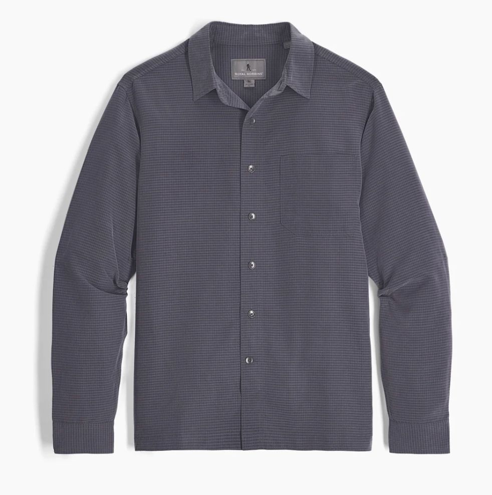 Royal Robbins Men's Desert Pucker Dry L/S, Color: Asphalt, Size: Medium