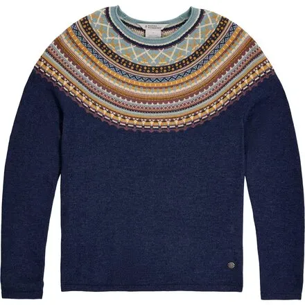 Royal Robbins Women's Westlands Fairisle Crew, Color: Deep Blue Htr Manzanita, Size: L