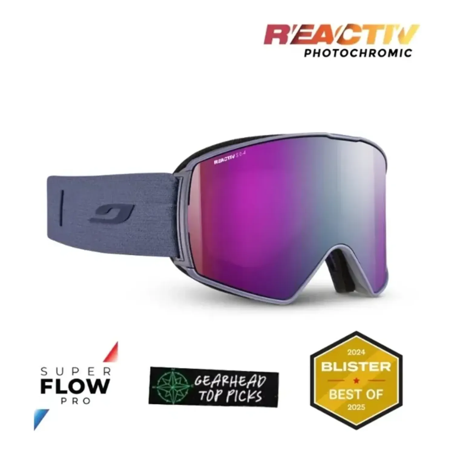 Julbo Launcher Goggles, Color: Dark Blue, Lens Color: REACTIV 0-4 High Contrast
