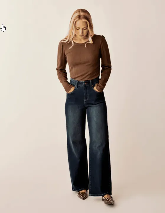 Carve Designs Women's Audrey Wide Leg Pant, Color: Dark Rinse, Size: 2