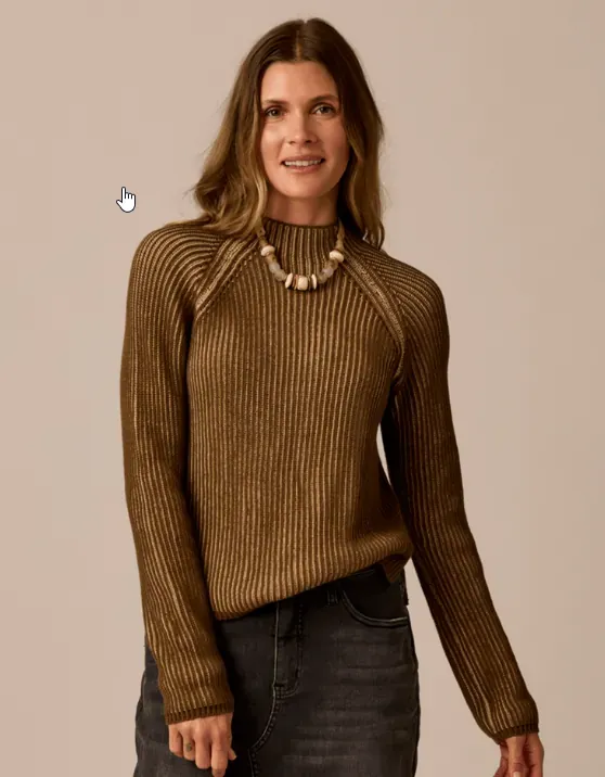 Carve Designs Women's Ivy Reversible Sweater, Color: Teak/Sandstone, Size: M
