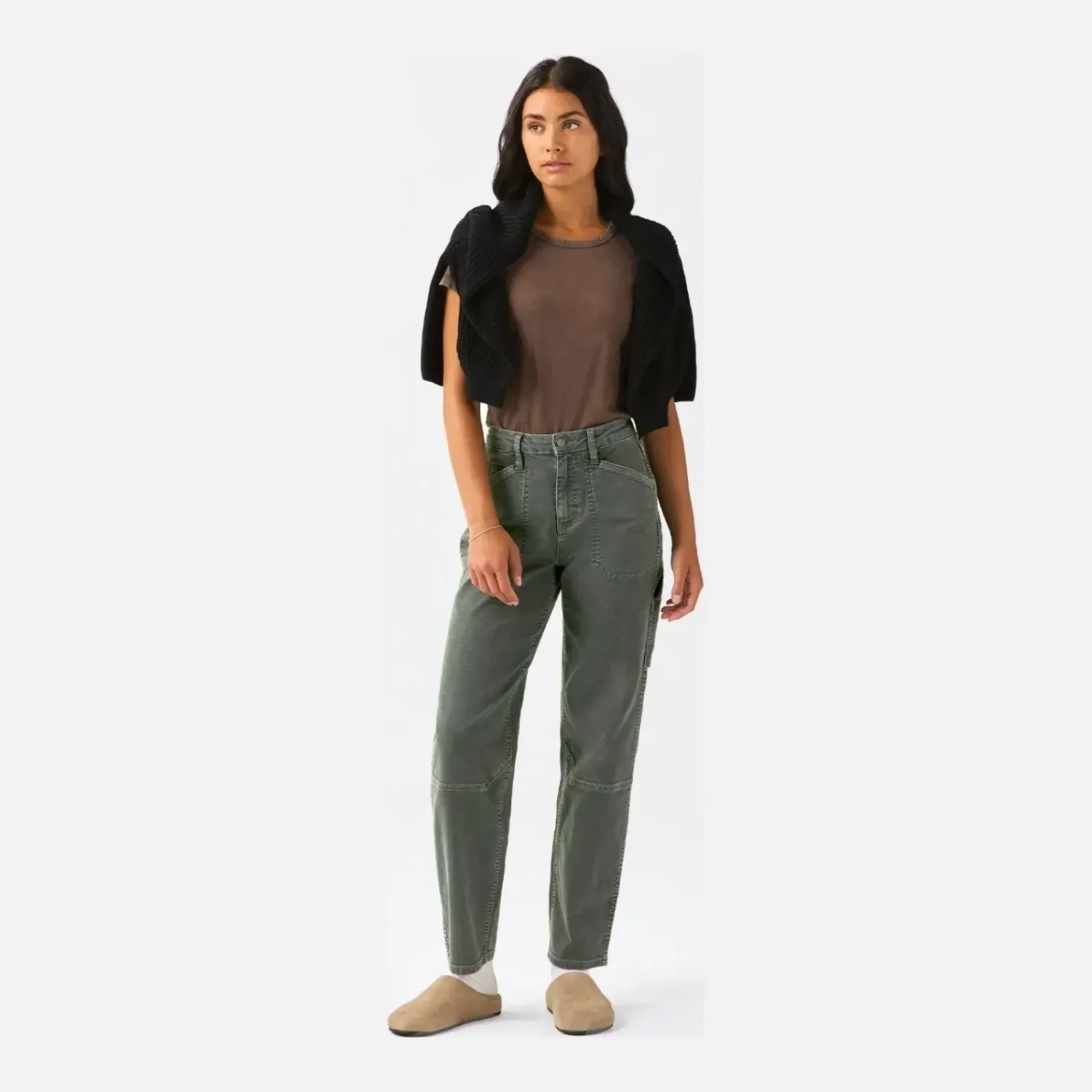 DUER Women's Stretch Canvas Utility Pant, Color: Thyme, Inseam: 30", Size: 25
