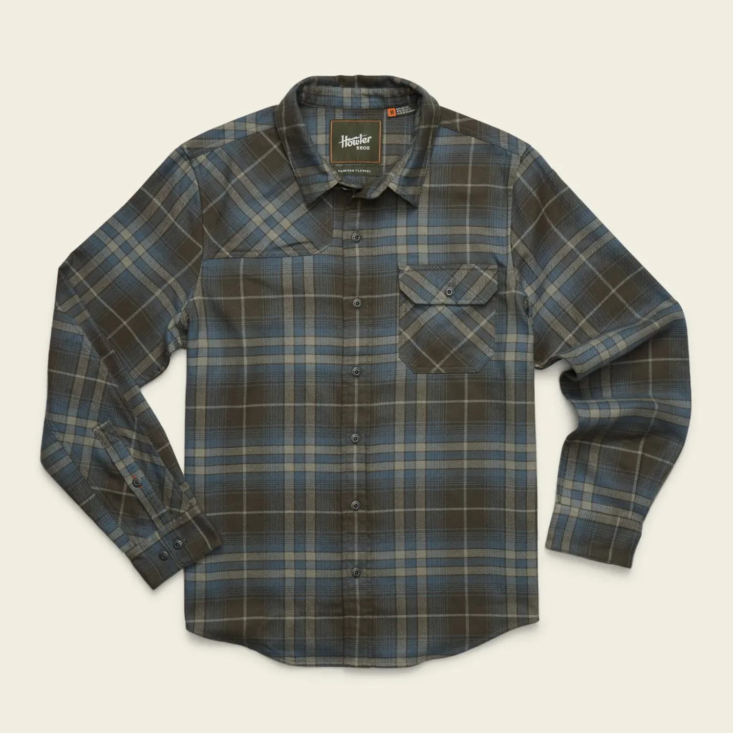 Howler Brothers Harker's Flannel, Color: Kempton Plaid: Beluga, Size: XL